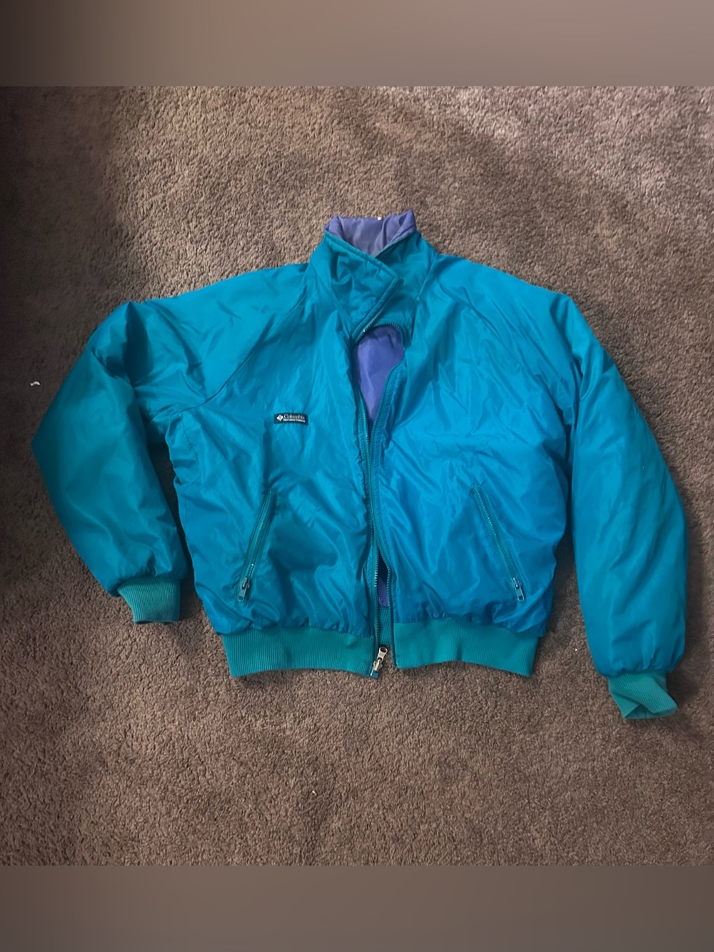Vintage 1990s Men’s Columbia Sportswear Reversible Teal/Purple Jacket - L